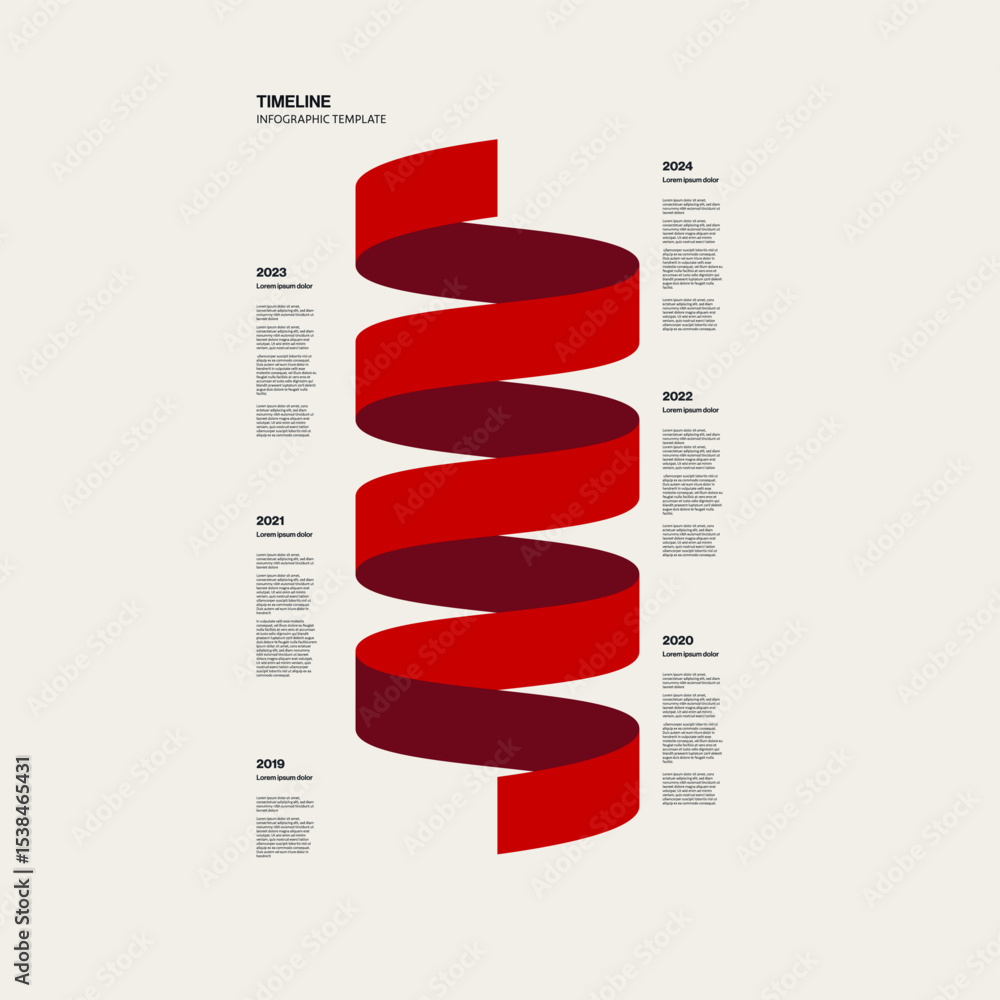 Poster history timeline infographic template with spiral graphic element. editable eps10 vector.
