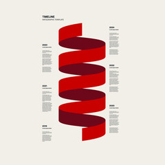History Timeline Infographic Template with Spiral Graphic Element. Editable eps10 vector.