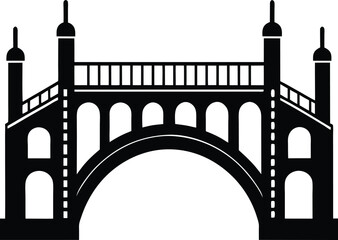 Clean Silhouette Vector of Modern Arch Bridge