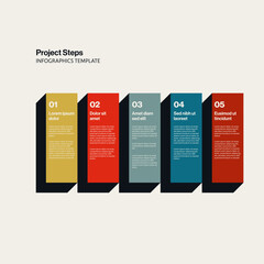 Project Steps Infographic Template with Horizontal Layout. Editable eps10 Vector illustration