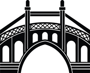 Stylized Urban Bridge Silhouette with Clean Arches