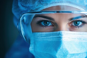 Focused medical professional in surgical gear preparing for a procedure in a hospital environment during a busy day