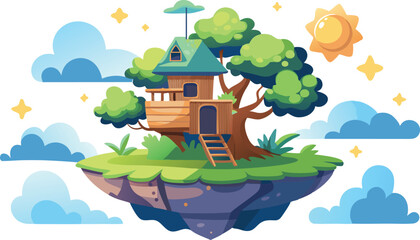 Fototapeta premium house tree cartoon farm