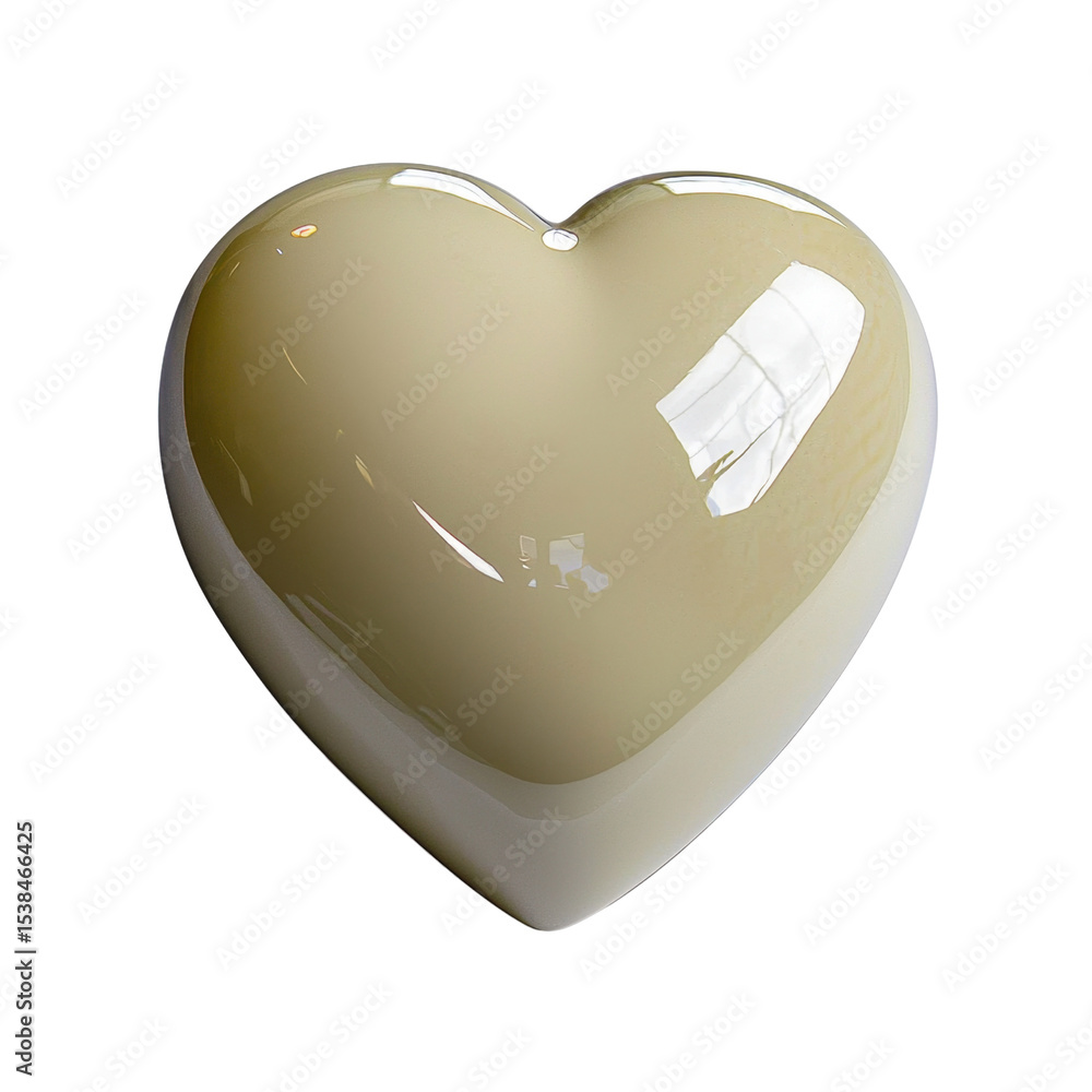 Poster glossy heart-shaped object in soft beige color displaying smooth surface and reflections for artisti