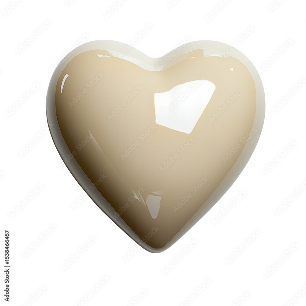 Poster glossy heart shape in soft beige color representing love and affection for various creative projects
