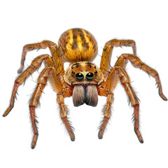 Fototapeta premium Realistic depiction of a vivid spider on a transparent background showcasing intricate details and vibrant colors transparent background