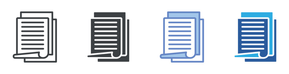 Document icon set multiple style collection