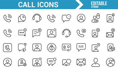 Illustrative call icons for digital communication and customer service applications