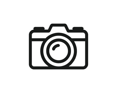 Vector logo with simple camera outline icon - Powered by Adobe