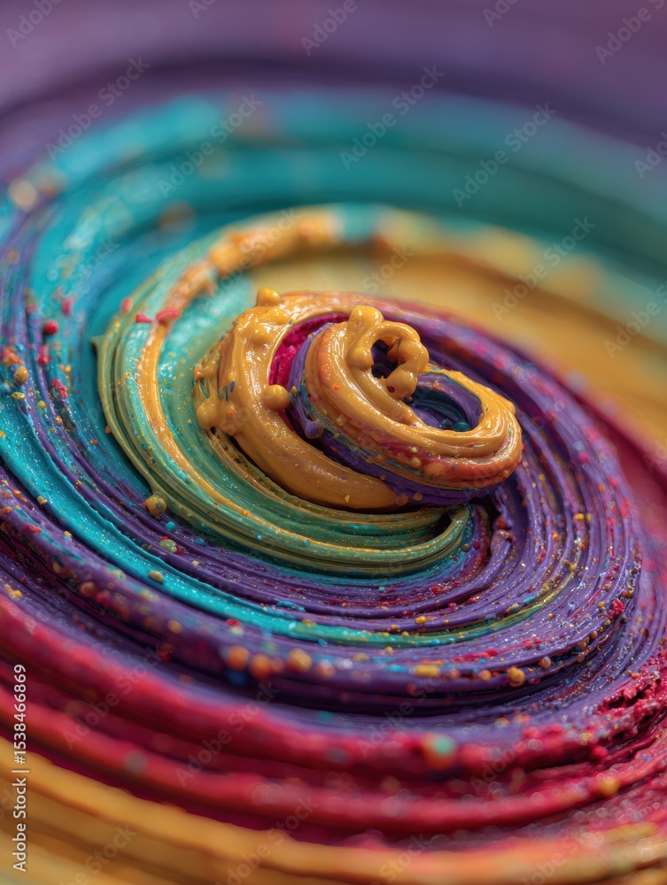 Poster swirl of muddy colors in vibrant spiral motion with rich textures and details