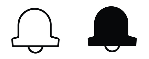 Notification Bell Icons – Outline and Solid Style Symbol