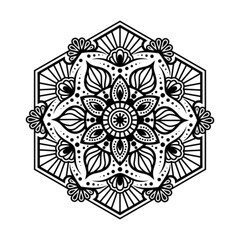 Hexa Mandala, decorative elements, Oriental pattern, vector illustration. Islam, Arabic, Indian, turkish, pakistan, chinese, ottoman motifs - Vector