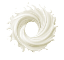 Dynamic milk splash shape, creamy white and smooth, PNG transparent background, beverage/design material