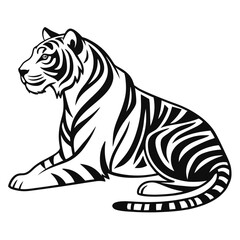 Obraz premium Stylized Illustration of a Regal Tiger in Black and White Design