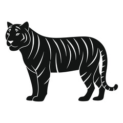 Fototapeta premium Silhouette of a Majestic Tiger Standing Proudly in Elegant Simplicity