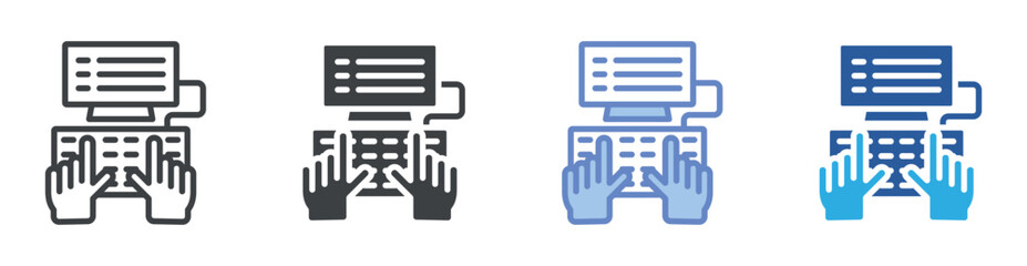 Typing icon set multiple style collection