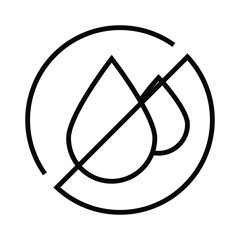 Water Resistant Line Icon – Waterproof or No Water Symbol