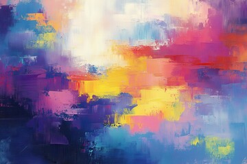 Naklejka premium Modern impressionism wall poster with vivid colors and abstract patterns capturing a blend of emotions through bold brush strokes