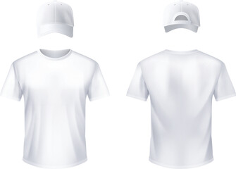White T-shirt and Baseball Cap Man Realistic