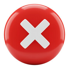 Obraz premium Red Error Button PNG, Isolated Cancel Icon for Mobile or Web UI.