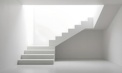 Minimalist White Staircase Architecture Leading Upward, Abstract Interior Design Element