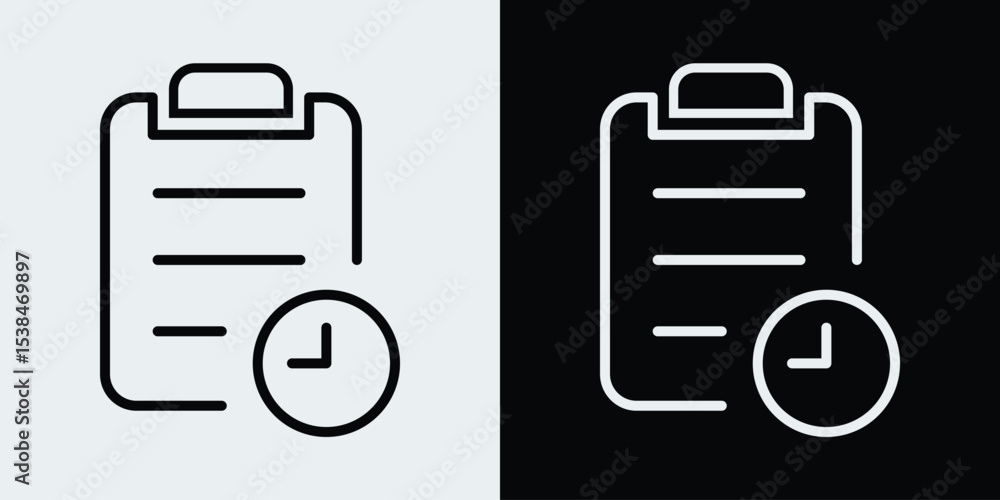Poster document or report with clock icon