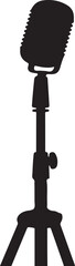 Microphone on stand silhouette ensuring clear audio during presentations consistently. microphone icon. Microphone stand silhouette vector  
