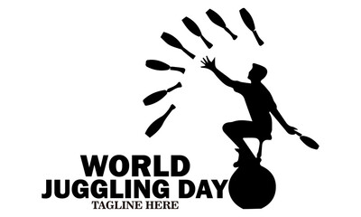 World juggling day icon. World juggling day vector illustration, world juggling day logo design. Celebration with juggler standing