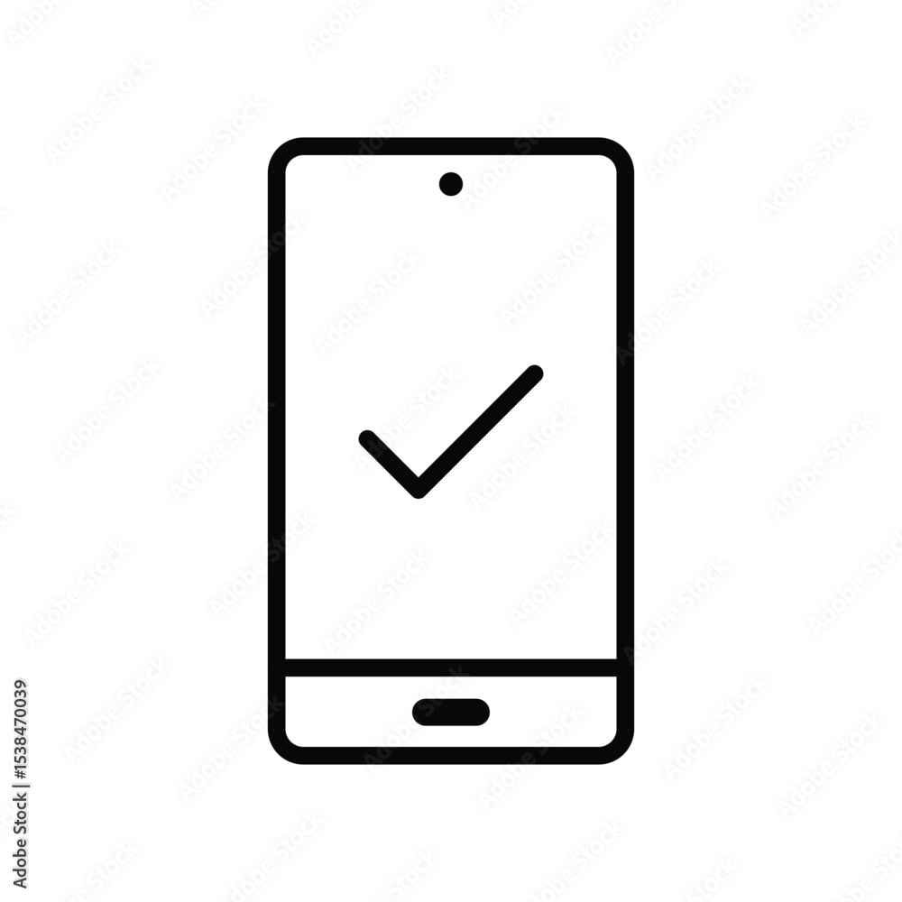 Poster phone with checkmark or tick button icon