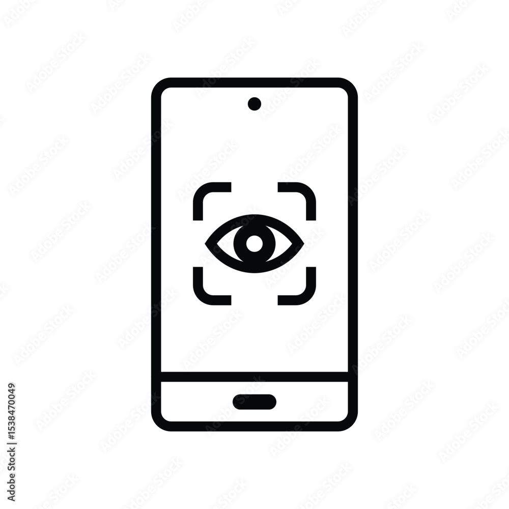 Poster phone icon with eye authentication button icon