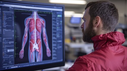 Medical Professional Analyzing Anatomical Digital Model