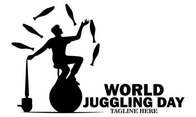 Naklejka premium World juggling day icon. World juggling day vector illustration, world juggling day logo design. Celebration with juggler standing