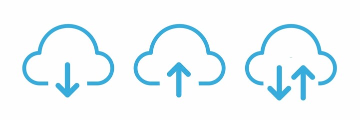 Set of Clouds upload and clouds download icons, clouds download icons clouds download icons 