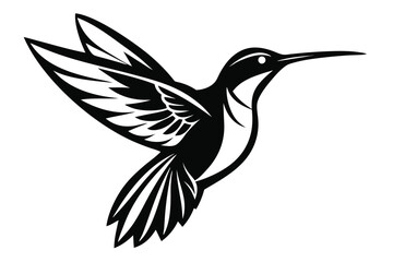 Stylish hummingbird flies with intricately detailed wings on a white background