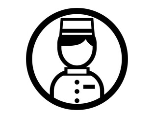 ホテルスタッフの丸いシンプルなモノクロイラストアイコン