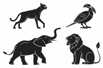 Obraz premium set of silhouettes of animals