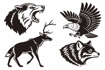 Obraz premium set of black and white dogs