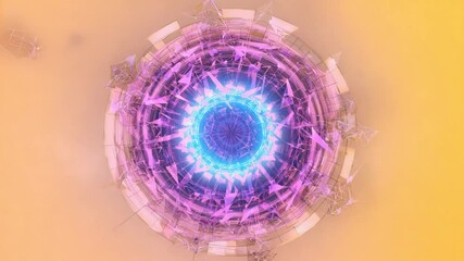 A 3D lattice glowing magenta blue lines deep space, grainy texture soft volumetric glow. geometric shapes hue pink, violet fuchsia. hallucination subtle mesh noise. Feels visualized ambient sound - Powered by Adobe