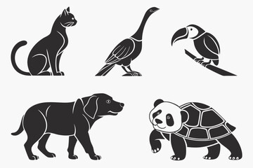 Naklejka premium set of animals silhouettes