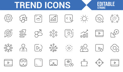 Collection of trendy digital and social media icons for online content creators.