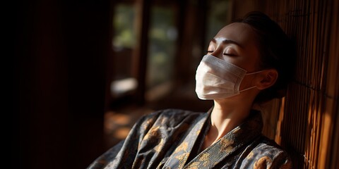 Mysterious Woman in Clay Mask Cinematic Portrait Photography Dramatic Lighting Wellness Ritual Face Mask Skincare SelfCare