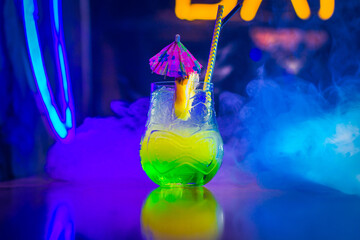 Cocktail alcohol on the bar