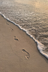 Footmarks on the sandy beach