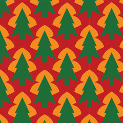  tree seamless pattern with winter holiday decoration, vector illustration design