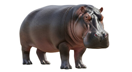 Hippo Standing Isolated on White Background Studio Shot