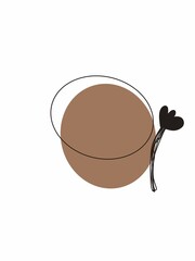 A minimalist abstract illustration featuring an organic brown shape with a simple black line plant on a black background. It exudes a calm, earthy, and modern aesthetic.

