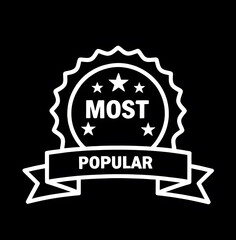 most popular medal award black with white stars isolated background