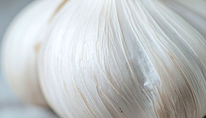 Close-up view of fresh garlic bulb with detailed texture, perfect for culinary themes and healthy cooking.