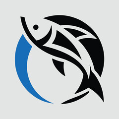fish seafood blue fin colorful vector art logo 