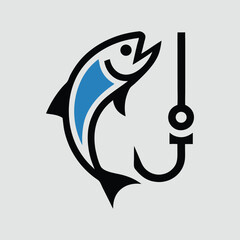 Obraz premium hooking fish vector art logo